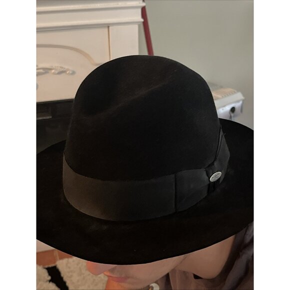 Mayser Men’s Black  Fedora Hat Wool EU 60 Germany Copenhagen US XL - Picture 2 of 6